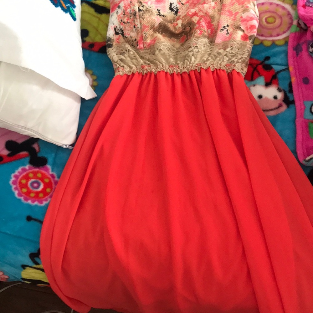 Coral floral dress